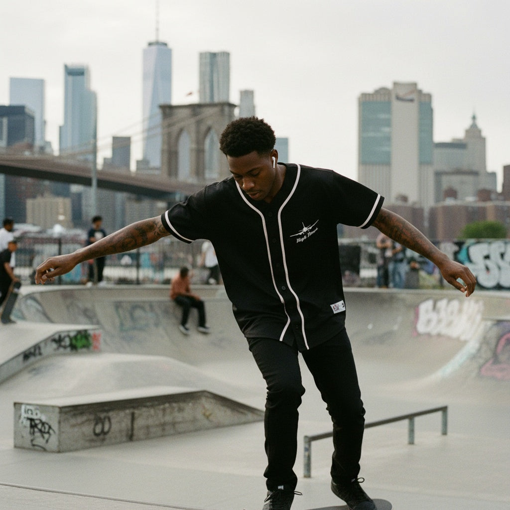 High Times Vintage Flight Baseball Jersey (Black & Red)